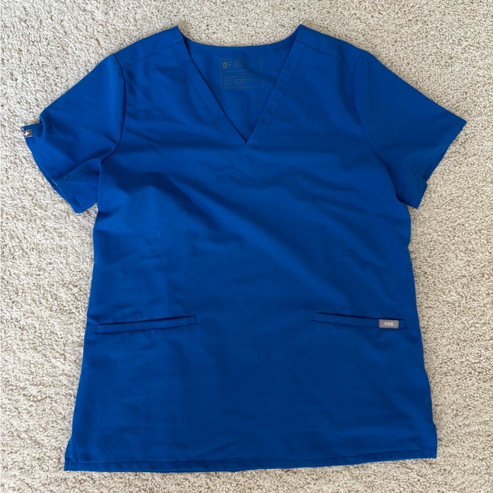 Figs Royal Blue Short Sleeve Women's Casma Top